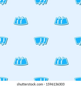 Blue line Windscreen wiper icon isolated seamless pattern on grey background.  Vector Illustration