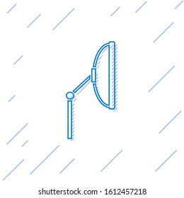 Blue line Windscreen wiper icon isolated on white background.  Vector Illustration