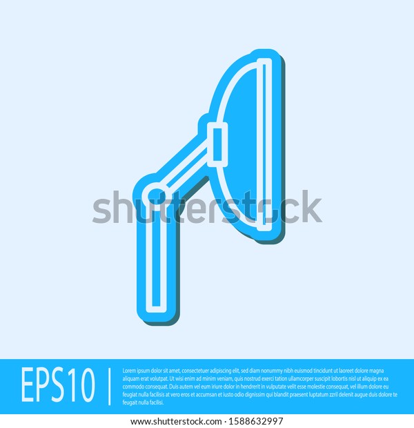 Blue line Windscreen wiper icon isolated on\
grey background.  Vector\
Illustration