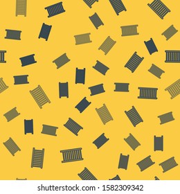 Blue line Wooden staircase icon isolated seamless pattern on yellow background.  Vector Illustration