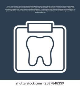 Blue line X-ray of tooth icon isolated on blue background. Dental x-ray. Radiology image.  Vector