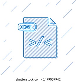 Blue line XSL file document. Download xsl button icon isolated on white background. Excel file symbol.  Vector Illustration