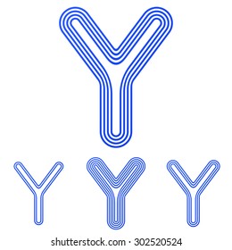 Blue line y logo design set