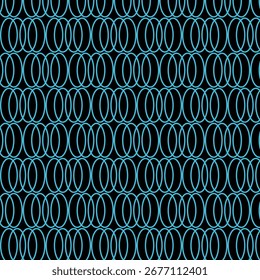 Blue linear abstract geometric seamless pattern. Vector Illustrations. Black Background