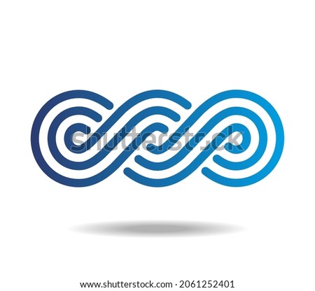 Blue linear Celtic or Greek pattern woven from three lines. Infinity symbol. Mobius loop