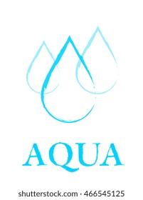 blue linear hand drawing water drop sign on white background