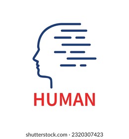logotipo humano lineal azul aislado en blanco. trazo de tendencia plana diseño moderno simple geométrico de lootipo gráfico de diseño mínimo. concepto de identidad visual de liderazgo o elemento de interfaz de usuario o trabajador