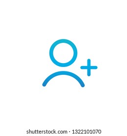 Blue Linear outline ADD Person icon, ADD User icon with plus vector illustration isolated on white background.