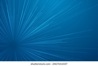 Blue linear rays abstract geometric tech background. Vector minimal design