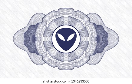 Blue linear rosette with alien icon inside