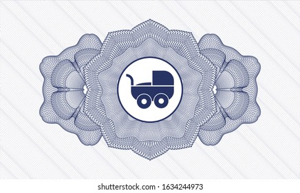 Blue linear rosette with baby cart icon inside