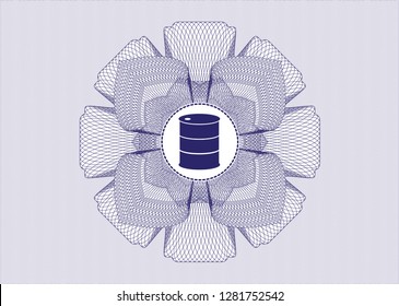 Blue linear rosette with barrel icon inside