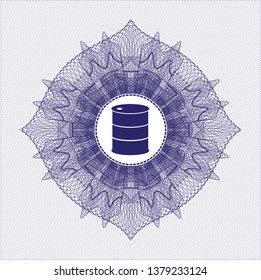 Blue linear rosette with barrel icon inside