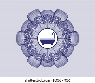 Blue linear rosette. with bathtub icon inside