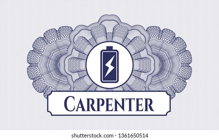 Blue linear rosette with battery charging icon and Carpenter text inside