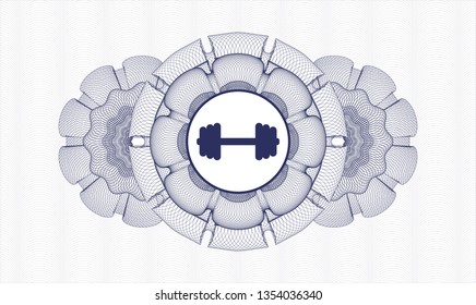 Blue linear rosette with big dumbbell icon inside