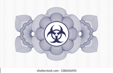 Blue linear rosette with biohazard icon inside