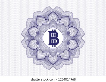 Blue linear rosette with bitcoin icon inside