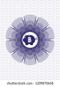 Blue linear rosette with bitcoin piggy bank icon inside