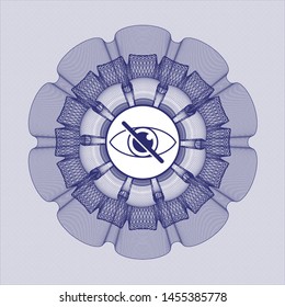 Blue linear rosette with blind icon inside