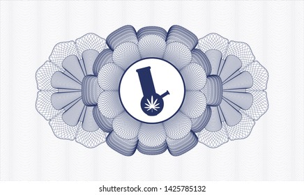 Blue linear rosette with bong of marijuana icon inside
