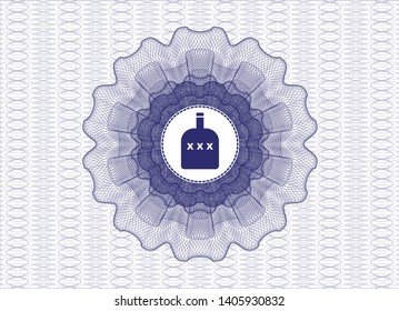 Blue linear rosette with bottle of alcohol icon inside