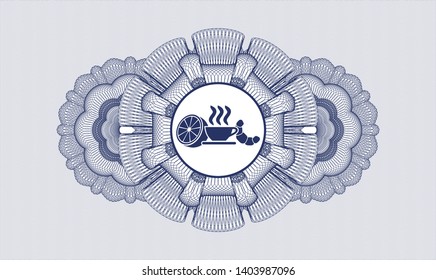 Blue linear rosette with breakfast  icon inside