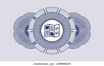 Blue linear rosette with brochure icon inside