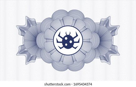 Blue linear rosette with bug icon inside