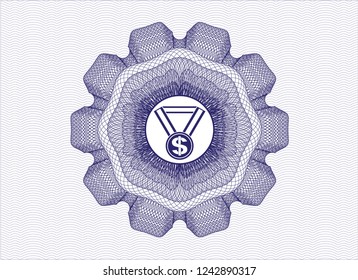 Blue linear rosette with business award icon inside