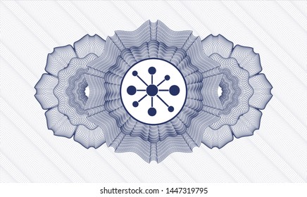 Blue linear rosette with business network icon inside
