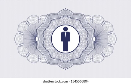 Blue linear rosette with businessman icon inside