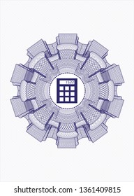 Blue linear rosette with calculator icon inside