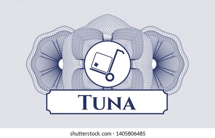 Blue linear rosette with cargo icon and Tuna text inside