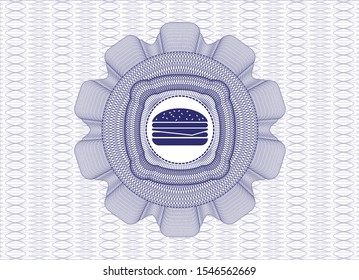 Blue linear rosette with cheeseburger icon inside