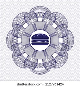 Blue linear rosette. with cheeseburger icon inside