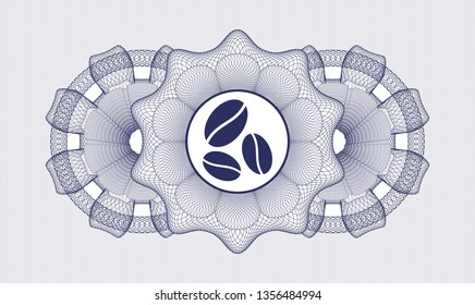Blue linear rosette with coffee bean icon inside