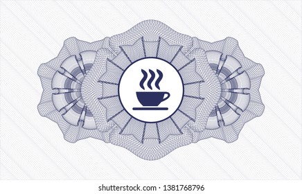 Blue linear rosette with coffee cup icon inside