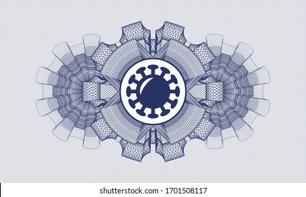 Blue linear rosette with coronavirus icon inside