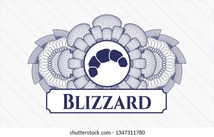 Blue linear rosette with croissant icon and Blizzard text inside