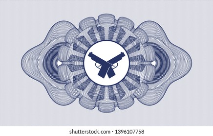 Blue linear rosette with crossed pistols icon inside