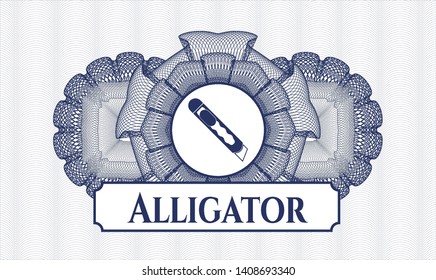 Blue linear rosette with cutter icon and Alligator text inside