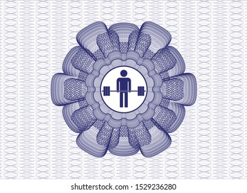 Blue linear rosette with deadlift icon inside