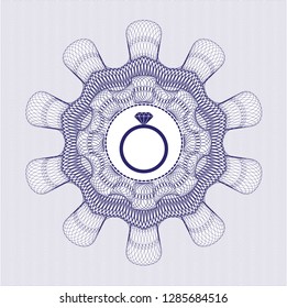 Blue linear rosette with diamond ring icon inside