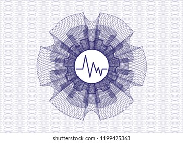 Blue linear rosette with electrocardiogram icon inside