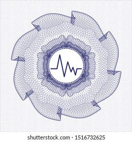 Blue linear rosette with electrocardiogram icon inside