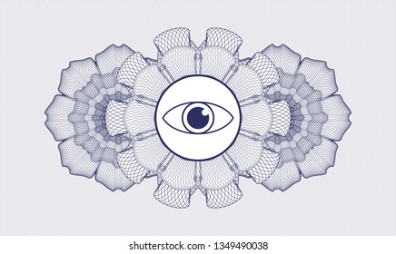 Blue linear rosette with eye icon inside