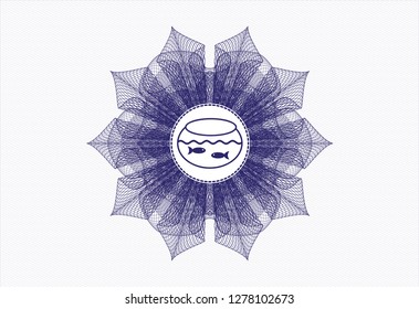 Blue linear rosette with fishbowl with fish icon inside