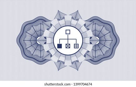 Blue linear rosette with flowchart icon inside