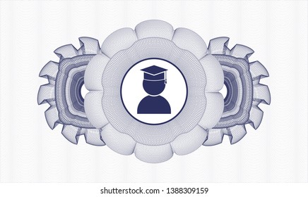 Blue linear rosette with graduation icon inside